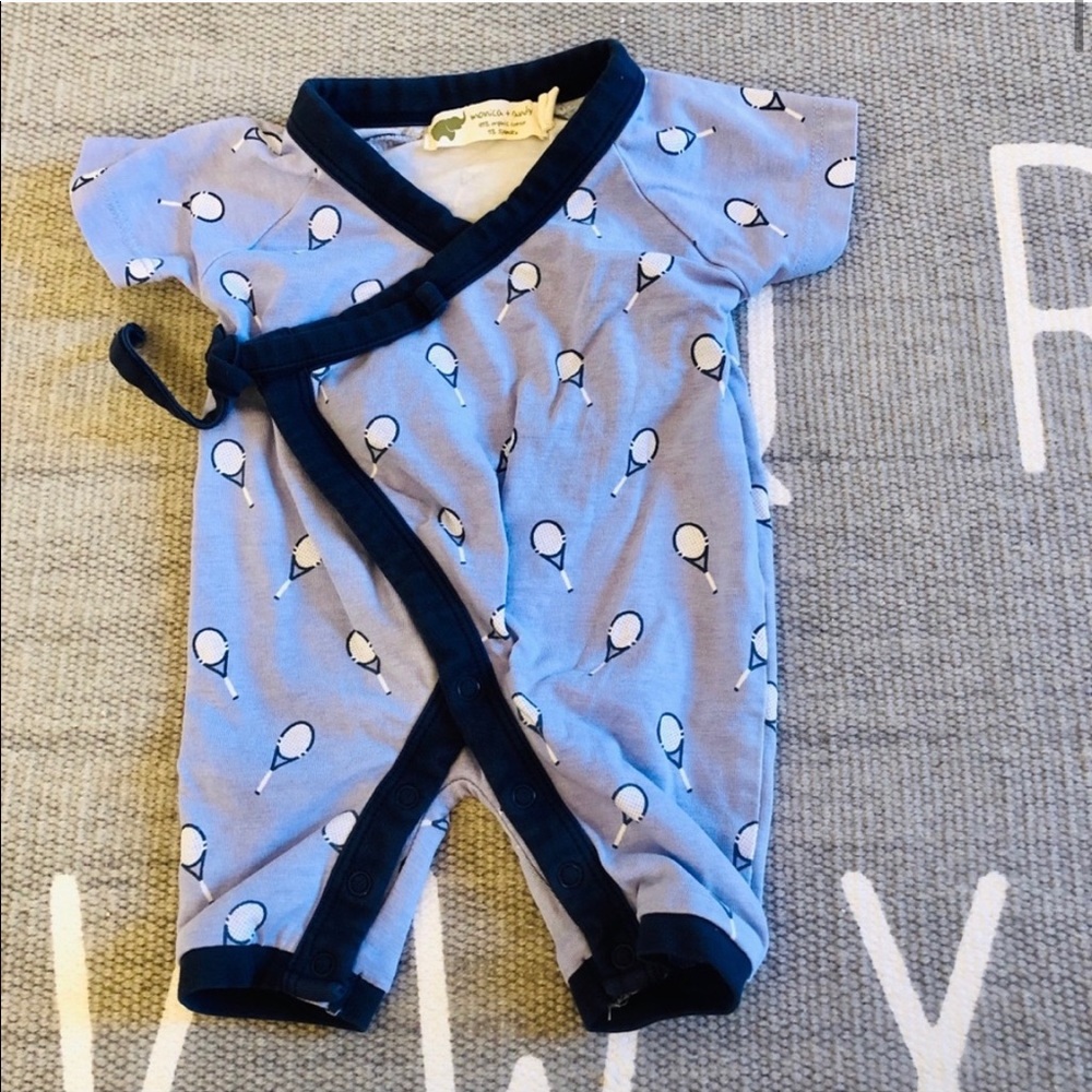 Monica + Andy onesie blue tennis